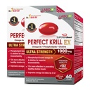 LABO Nutrition Perfect Krill EX, 1000mg Antarktis krill olje Omega 3 EPA DHA, Høyeste Fosfolipider (over 56%) med Choline, Astaxanthin  enhver hjerne øye felles helse, laget i USA, 60 softgelsX2