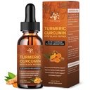 (2 Pack) Organisk gurkemeie curcumin Supplement med svart pepper og ginger - flytende gurkemeie ekstrakt dråper (med kanel, Rosemary) - mobilitet og fleksibilitet støtte og digestiv helse - 1 fl Oz