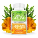 Parker Naturals Wild Lettuce Extract & California Poppy Seed Supplement, 2 måte Premium styrke urte Supplement for sunn søvn og lindring støtte, 120 kapsler