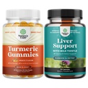 Bundle of Turmeric Curcumin Immune Support Gummies og Liver Cleanse Detox & Repair Formula - Felles støtte og avansert hudpleie - med Melk Thistle Dandelion Root Turmeric og Artichoke Extract