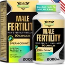 Fertilitet kosttilskudd for menn, mannlig fruktbarhet Supplement - Optimal Sperm Count, Motilitet og styrke, 2000MG Mens prenatal vitaminer med CoQ10 Maca Root, Zin, NAC & Folat for konsept - 90 Kapsler