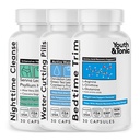 Ungdom & Tonic Sculpt Lean Cleanse – Føle lettere og mer tonet, Vannvekt & Bloating Relief, Detox & Fluid Loss Support – Bedtime Trim, 15 dager Colon Cleanser, 90 piller for metabolisme og definert kropp