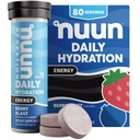 Nuun Energy Electrolyte Tabletter med Ginseng, Koffein fra grønn te ekstrakt, Vitamin B12, B6, B5, Magnesium & 4 Andre elektrolyter, Glutenfri & Vegan, Berry Blast, 8 Pack (80 Serverer Totalt)