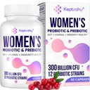 Vaginale probiotika for kvinner - 300 milliarder CFU 12 Strains Probiotika med prebiotiske, organisk tranebærekstrakt daglig kvinners probiotika for Vaginal, urinveier, Digestive, Gut, Immune helse, 60 kapsler