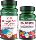 Renhetsprodukter Bundle - Krill Omega 50+ med CoQ10 + B-12 Energy Melt - Krill Omega 50+ med CoQ10 (Krillolje, fiskeolje, CoQ10, vitamin D) B-12 Berry Melt (Metylkobalamin B12 + B6 + D3 + Mer)