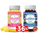Lunakai Collage og Elderberry Gummies Bundle - Anti Aging kosttilskudd for menn og kvinner - Immunstøtte for voksne og barn - Vegan, ikke-GMO, Ingen Corn Syrup, Gelatin gratis, All naturlig svart Sambucus