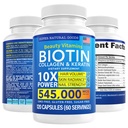 Biotin og collagen vitaminer + Keratin med folium - hår tap behandlinger for kvinner og menn - Follicle, hud og negle kosttilskudd for hårvekst og postpartum støtte - GMO gratis og glutenfri (120 Caps)