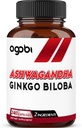 agobi 1600mg Ashwagandha med Ginkgo Biloba Supplement - Super Extract Formula for immunsystem, energiproduksjon, minne helse og fokus - 240 Veggie Kapsler