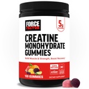 Force Factor Kreatin Monohydrat Gummies, 5g Dose for menn og kvinner å støtte muskel, styrke, gjenoppretting, Kognitiv helse og minne, Assortert frukt flavors, 150 Gummies