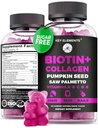 Håret Hud og negler 10000mcg Gummies & collagen Gummies - Biotin Vitaminer for hårvekst Pumpkin Seed Oil, Sag Palmetto Ekstrakt & vitaminer A B6 C D E - Biotin og kollagen Supplements