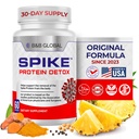 Spike Protein Detox - Spike støtte Supplement for proteinbalanse - Unflavored 3-i-1 blanding med Nattokinase 4000Fu, Bromelain 500mg, Curcumin 1000mg - laget i USA - 60 kapsler, 30 dagers forsyning