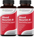 LifeSeasons Blood Nourish-R - jerntilskudd - Ikke-forstoppende - støtter anemi, tretthet, blemhet og svimmelhet - Blodbygging - jern, Alfafa, bringebær og vitamin B-12-60 kapsler (pakke med 2)