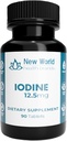 Ny verden helse merker 12,5 mg jodin tabletter - 90 tabletter - essensielt spor Mineral for vekst, tyroid & metabolic funksjon - lett å svelge, høy styrke, rask absorpsjon