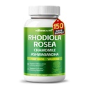RHODIOLA ROSEA Supplement- 11-i-1 Naturlig blanding med kamille L-Theanine Ashwagandha Holy Basil Valerian Passionflower - 150 greve - laget og testet i USA