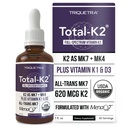 K2® Vitamin K2 som MK7 & MK4 Plus K1 & Vitamin D3 Cofactor - 620 mg K2 per servering - All-Trans MK7 fra MenaQ7® - Full-Spectrum Vitamin K - Vegansk, organisk sertifisert (Liquid 1 oz)