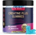 Totaria Kreatin Monohydrat Gummier for menn og kvinner 5000mg Sukker Gratis Pre-Workout Supplement Kreatin for muskel styrke, Muskelbuilder, Energi Boost, Vegan, Blåbær Flavor, 120 greve