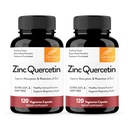 Sandhus sink Quercetin 120 vegetariske kapsler (pakke med 2) | høy absorpsjon Zink kosttilskudd for immunforsvar og sesongmessig | antioksidant immunstøtte for menn og kvinner | lett å svelge