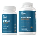 Dr. Tobias Omega 3 Fiskeolje & Magnesium Bisglykinat kosttilskudd, høy absorpsjon, støtter hjerte, hjerne, immune, energi, muskel, bein og felles helse, ikke-GMO