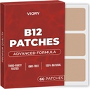 VIORY B12 Patches (pakke på 60) - 100% naturlig patch for kvinner og menn - Firming, energi, fokus og kroppsstøtte - Forbedret formel
