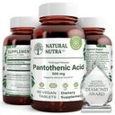 Naturlig Nutra Time Release Pantotenic Acid 500 mg, vitamin B5 Supplement hjelper til å bryte ned fett og karbohydrater, metabolisme og energi, forbedre muskel helse, redusere hudflekker, 60 vegetariske tabletter