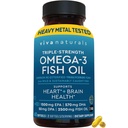 Viva Naturals Omega-3 Fish Oil, Trippel Styrke, 2500 mg, 60 Softgels – Re-Esterifisert Omega 3 Fatty Acids inkludert EPA, DHA, DPA - Pascatarian-vennlig
