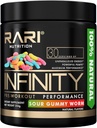 INFINITY - 100% naturlig preworkout pulver for energi, fokus og ytelse - menn og kvinner - Vegansk og ketovennlig - Ingen kreatin - 30 serveringer (Sour Gummy Worm)
