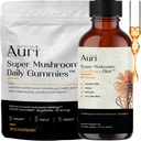 Auri energi og immunforsterkningspakke Super Mushroom Daily Gummies Cordyceps Elixir Bundle - Daglig velvære for fokus, utholdenhet og lang levetid - 60 Gummies + 60 ml Tinktur