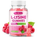 L-Lysine 1000mg Gummies, Lysin Supplement for voksne og barn, essensielt Aminosyre Supplement for lepper og oral helse, økt immunog kalsium, sukker-fri, bringebær flavor, 60 Count