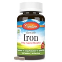 Carlson - Chewable Iron, 30 mg, Superior Absorpsjon, blod helse, energiproduksjon og optimal velvære, Chewable Iron Supplement for kvinner og menn, Naturlig Jordbær Flavor, 120 tabletter
