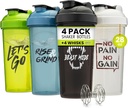 GOMOYO [4 Pack] 28oz Shaker Flaske med Motivasjons sitater |Shaker Cup med 4x Wire Mixer | Shaker for Protein Mixes Pack er BPA gratis, Leak bevis og oppvaskmaskin trygt