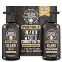 Vikingrevolusjon Skjeggvask og Skjeggkonditionering for menn med Argan Olje og Jojoba Olje - Beard Softener og styrke Beard Care Beard Shampoo og balsam med Beard Oil (17oz Spiced Vanilla)