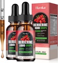 (2 Pack) Berberine HCL flytende dråper - 1500 mg høy absorberbar Berberine flytende dråper - Berberine Veggie Supplement for immun-, Digestion System og hjerte helse støtte, Strawberry Flavor- 4 FL Oz