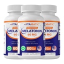Vitamatic Melatonin 60 mg raske oppløsningstabletter - 60 vegan naturlig berry flavor tabletter - ikke-habit forming - ikke-GMO, glutenfri (3 flasker)
