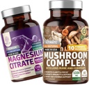 Nummer ett Ernæring N1N Premium Mushroom Complex [10X Kraftige Mushrooms] og Magnesium Citrat [200mg], 2 Pack Bundle
