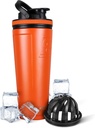 Is Shaker isolert rustfritt stål Shaker flaske | 36oz, oransje | kaldt i 30+ timer | Isolert kopp med Twist-on Agitator | Odor-fri flaske for proteinshake, vann, smoothies, cocktails