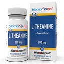 Superior Source L-Theanine 200 mg - Brain Helse Support Supplement for voksne - Supplement Formula Aids Bedre søvn og daglig energi - Støtter konsentrasjon naturlig - 100 øyeblikks oppløsningstabletter