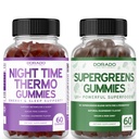 Natttid fettforbrenner Gummies (60 greve) - Vekttap og metabolisme Sukkerfri Melatonin Supplement og Supergreens Gummies (60 greve) - Grønn kosttilskudd immunitetsstøtte - Ikke GMO & USA laget