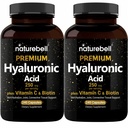 NatureBell 2 Pack Plant Basert Hyaluronsyre Kosttilskudd 250mg med 25mg Vitamin C & Biotin 5000mcg, 480 Totale Kapsler essensiell for hårvekst, felles støtte, & Hydrating Hud Ikke-GMO