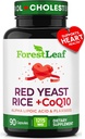 Rød Yeast Rice 1215 mg. Kapsler - Ekstra styrke rød ris Yeast med CoQ10 Supplement, Plus Alpha Lipoic Acid & Organic Flax frø, Citrenin gratis, støtter kardiovaskulær helse, ikke-GMO 90 Veggie Caps