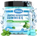 Mint Flavor Kreatin Monohydrat Gummies 5000 mg for menn og kvinner, inneholder L-Taurin + vitamin B12, Betain, L-Citrullin for muskel styrke, forbedre trening utholdenhet -115 greve