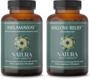 Natura Helseprodukter InflamAway og Willow Relief Supplement Bundle - Modulerer en sunn betennelsesrespons - forbedrer muskelavslapning