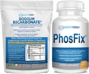 Organisk natriumbikarbonat Alkaline Supplement Bundle 2LB pulver for alkalinitet, nyre- og syrestøtte + PhosFix 120 piller Fosforus Binder for sunne fosfornivå og nyrehelse