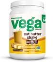 Vega Nut Butter Shake, Peanut Smør & Banan - Vegansk Protein pulver, 20g Protein, ekte mat ingredienser, Ingen tilsatt sukker, 1.39 lbs