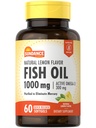 Sundance fisk olje 1000mg | 60 Softgels | Naturlig sitron flavor | med aktiv omega-3 | Ikke-GMO og Glutenfri Supplement