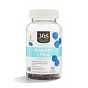 365 ved hele matmarkedet, Probiotiske + Fiber Gummies 2 milliarder CFU, naturlig blå bringebær flavor, 60 ct