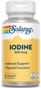Solaray Iodine 500 mcg | kan bidra til å støtte sunn Thyroid funksjon, metabolisme, fokus og energi | Ikke-GMO, Vegan | 30 Vegkaps | Pakke med 2