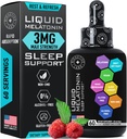 Flytende melatonin for voksne og barn - 3 mg ekstra styrke sublingual flytende melatonin for barn og voksne - søvn raske Liposomaldråper - naturlig bringebær flavor søvnhjelp - 60ml