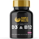 Oppløselig Bariatric D3 B12 | Vitamin B12 2500mcg & D3 125mcg 5000IU B 12 og D 3 Tabletter | Bone, immunstøtte | Strawberry Flavor | Vegan | Sukkerfri, 90-dagers forsyning