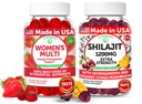 Lunakai USA Laget Kvinner Multivitamin & Shilajit Gummies Bundle - Energi, Immun & Vitality Support - Naturlig Flavored - 60 Ikke-GMO Gummies Hver