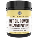 Keto MCT olje pulver + collagen + prebiotiske Acacia Fiber, Vanilla Flavor, 16 oz. MCT oljepulver fra kokosnøtter. Gras Fed collagen, Perfekt for Keto, 0 Netto Carb, Stevia, Erytritol, pulverisert drikke
